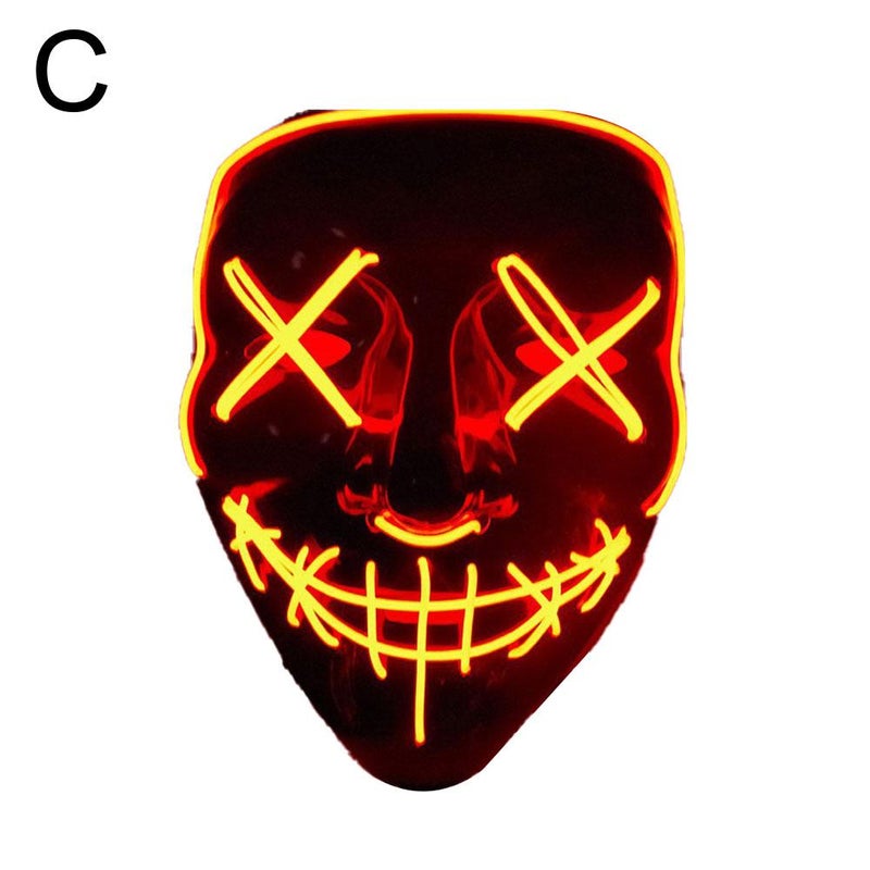 LED illuminated black V-shaped mask, cool light Halloween mask, glowing mask for ghost dance.